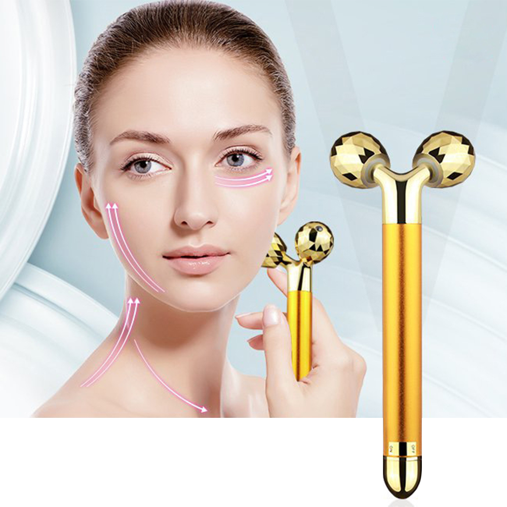 3d Face Lift Roller Massager 24k Gold Metal Massage 360 Rotate Roller Massager V Home Skin 