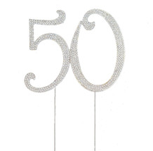 50th Birthday Script Crystal Rhinestone Cake Topper 50 Birthday Party Mo... - $26.74