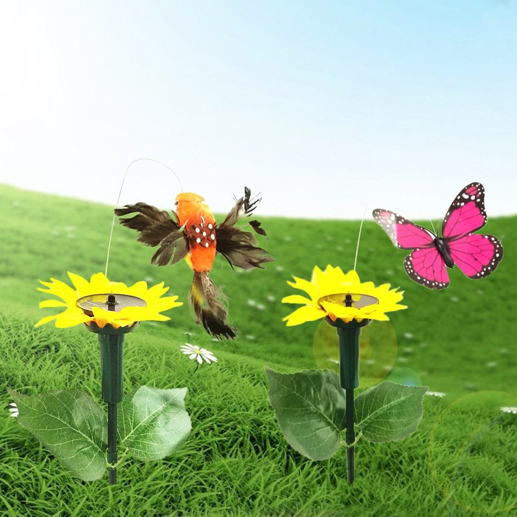 Solar powered dancing hummingbird & butterfly - 1 Set