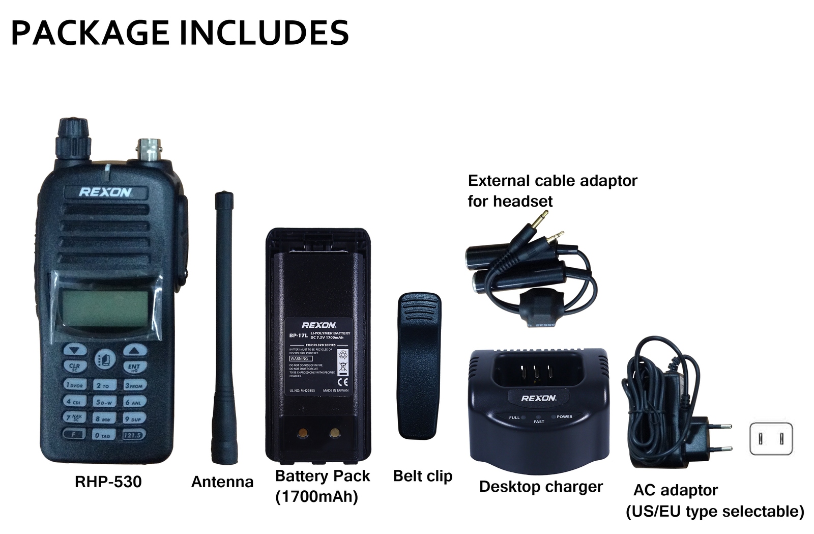 Rexon Air Band Handheld Radiotransceiver Rhp 530 Bluetooth And 1700mah