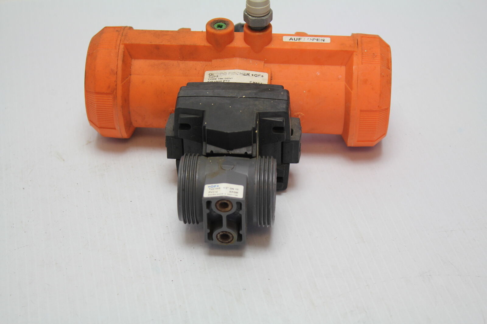 George Fischer 199.233.063 1/2" 546 PVC/EPDM N/C PA11 actuated Ball valve Used 