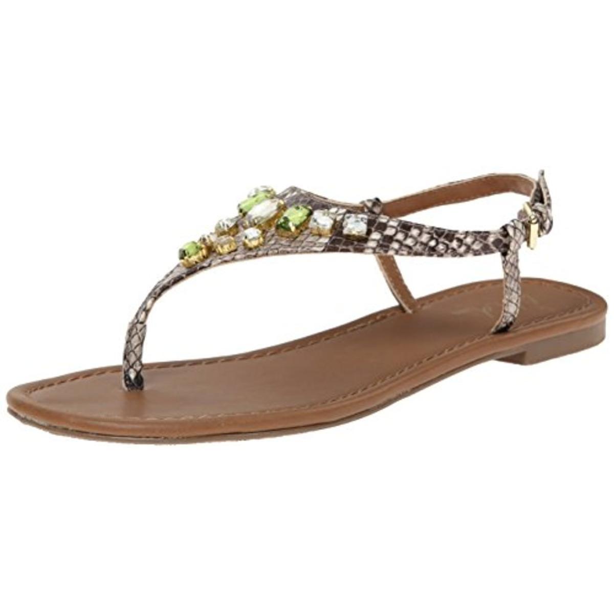 Image of Wild Pair Womens Frazier NATURAL Leather T-Strap Thong Sandals Shoes nwob