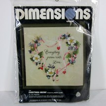 DIMENSIONS 1164 &quot;EVERYTHING GROWS&quot; CREWEL EMBROIDERY KIT 1980 USA 16&quot; x ... - $30.78