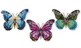Butterfly Wall Plaques Set of 3 Metal 17.5" Wide Wing Cut Outs Garden Fence 