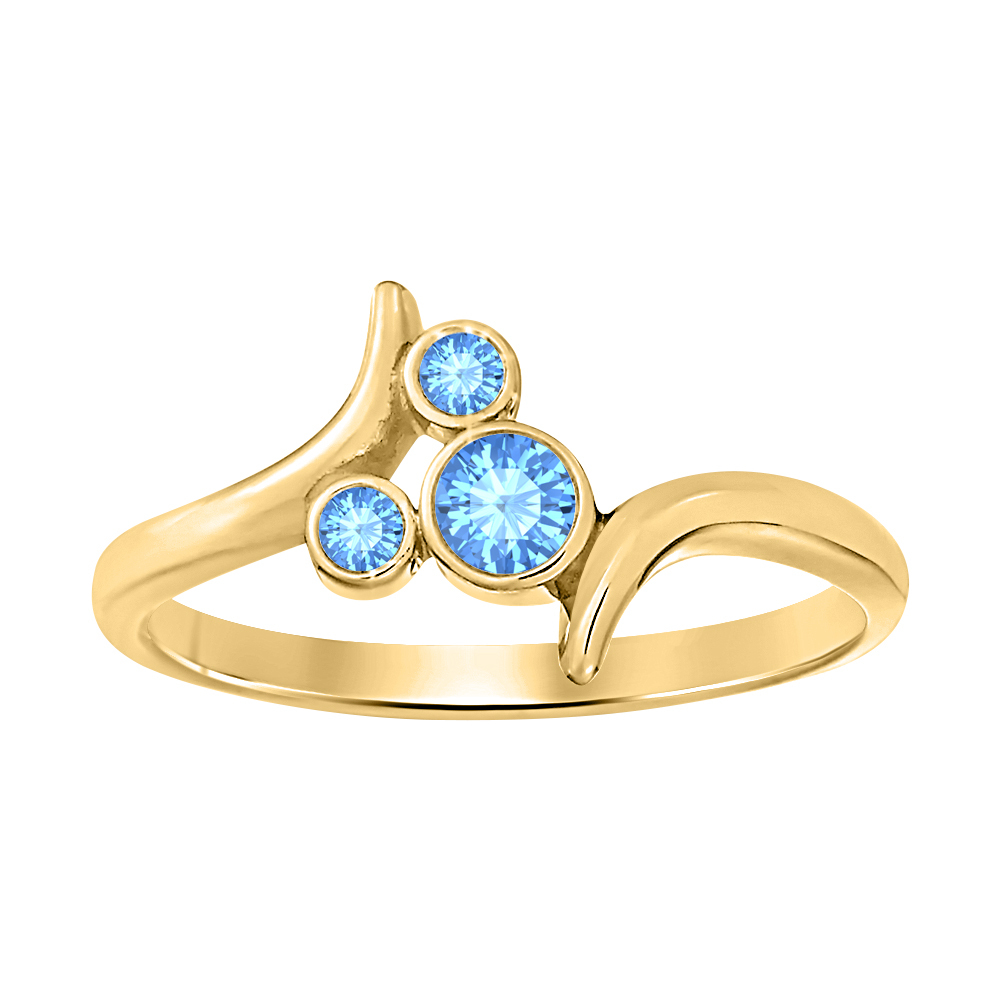 0.75 Ct Round Shape Blue Topaz 14K Yellow Gold Over Minnie Mouse Band Ring