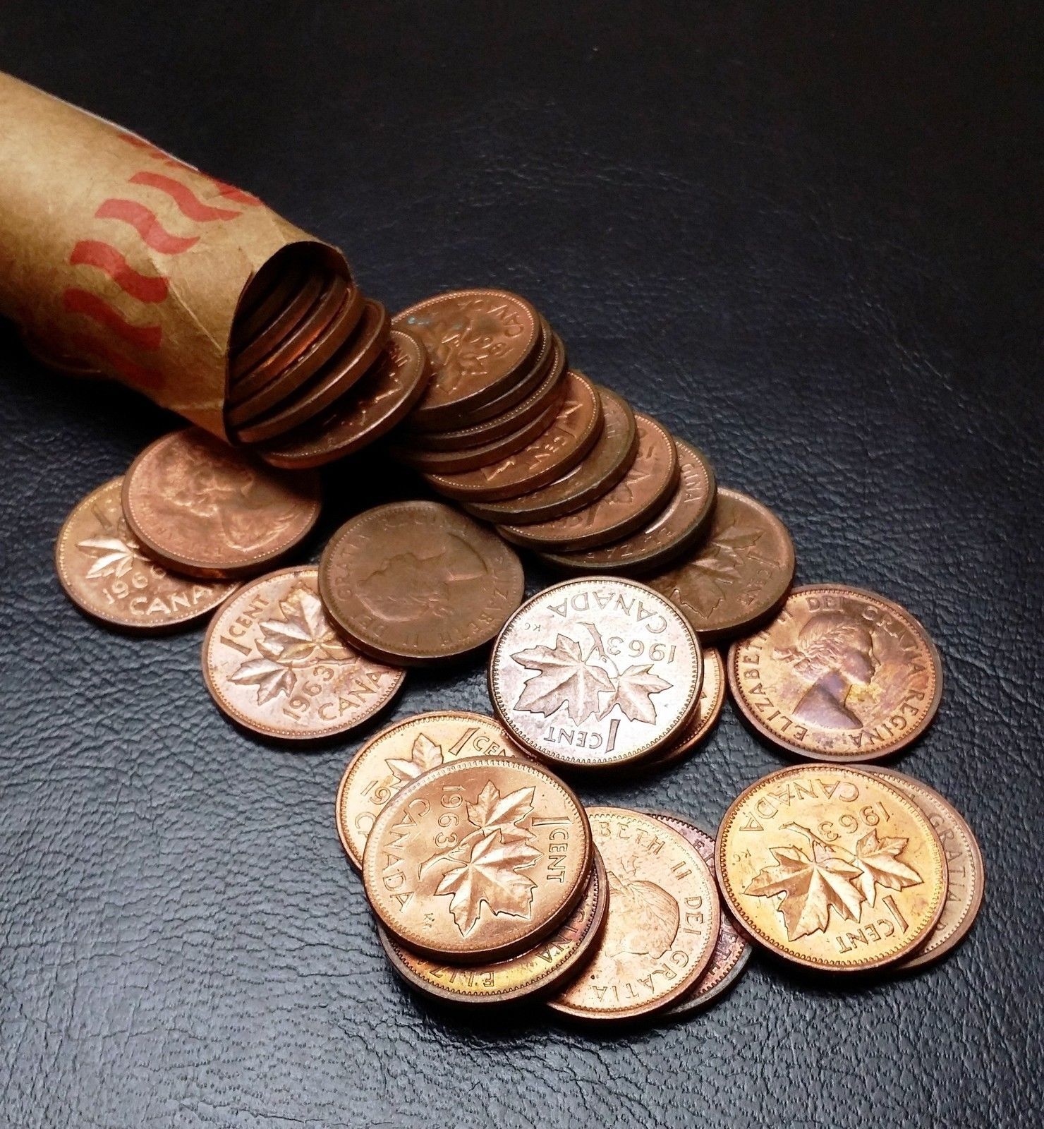 Roll of 1964 Canada Small Cents UNC RED 50 Coins