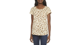 NWT Women a.n.a.  ANIMAL PRINT POCKET  Tee Cotton Top Size  Large - NEW - $11.87