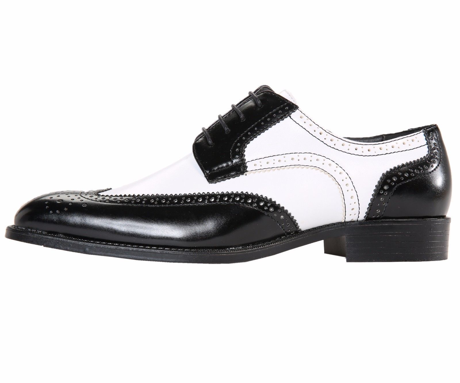 mens black and white wingtip dress shoes