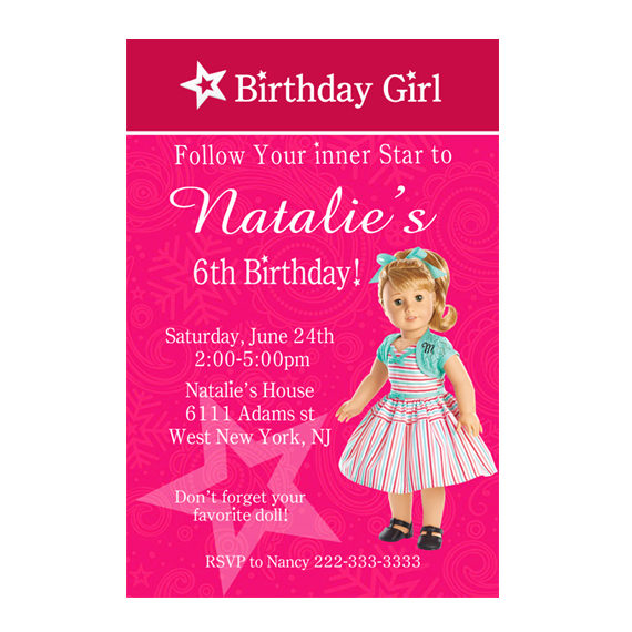 Free American Girl Party Invitation Printable