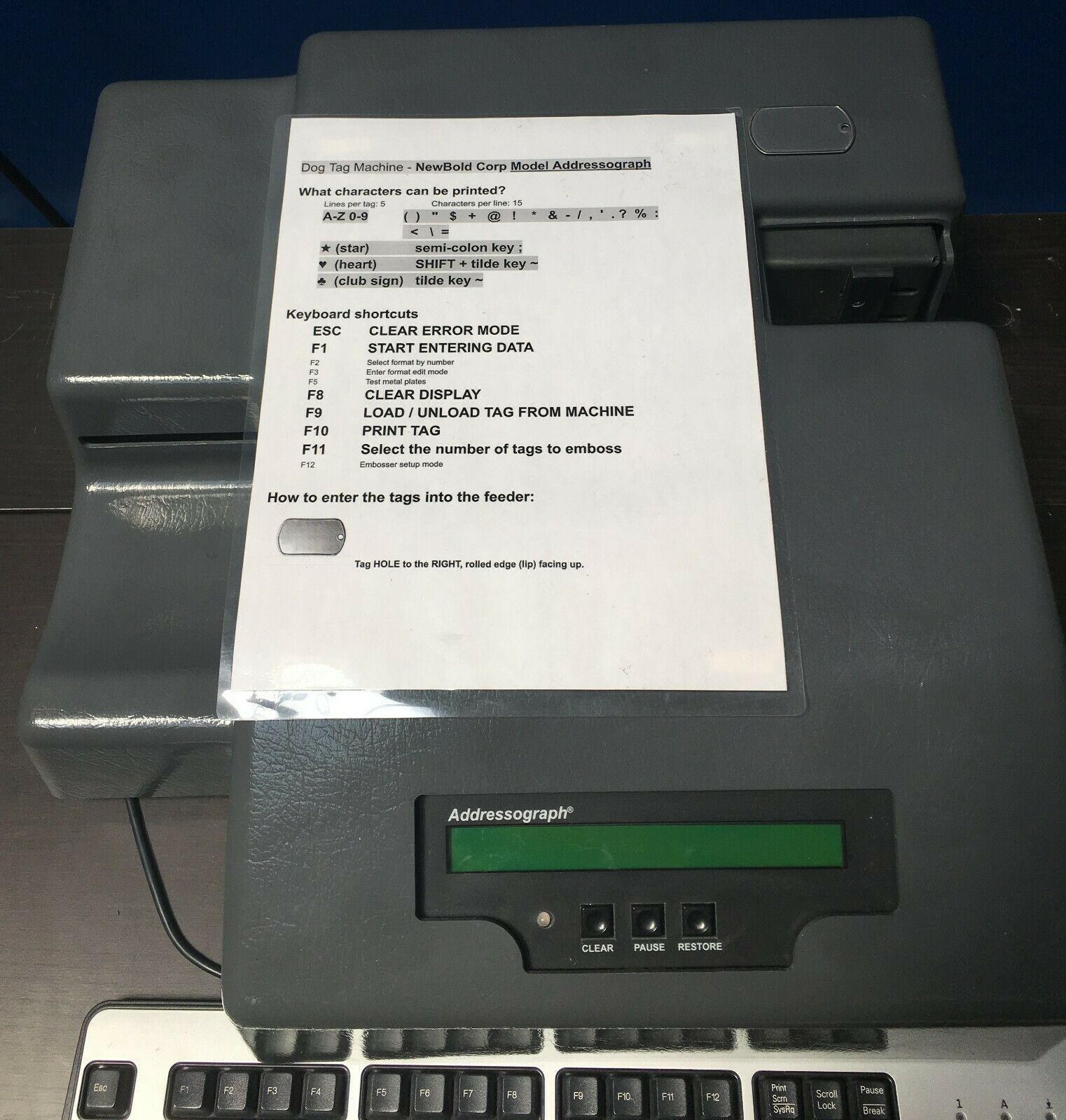 NewBold Addressograph 350 Dog Tag Machine Automatic Metal Embosser