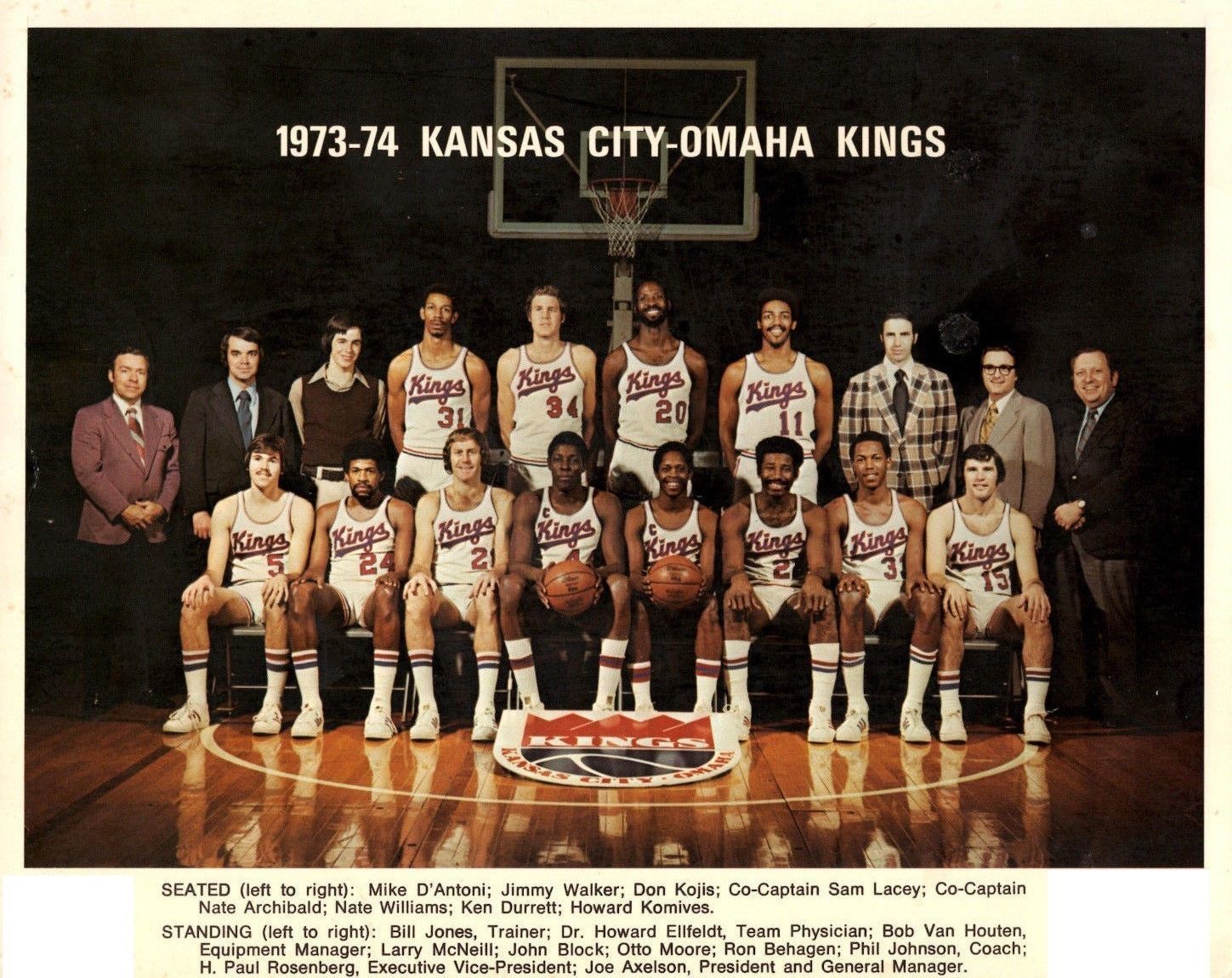 1973-74 KANSAS CITY OMAHA KINGS 8X10 TEAM PHOTO BASKETBALL PICTURE NBA ...