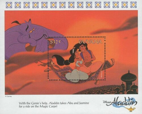 Aladdin Stamp Jasmine Genie Abu Magic Carpet Movie Animation Souvenir Sheet MNH
