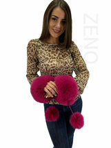 Fox Fur Transforming Wristbands Scarf Headband And Boot Cuffs 4 in 1 Dark Pink image 6