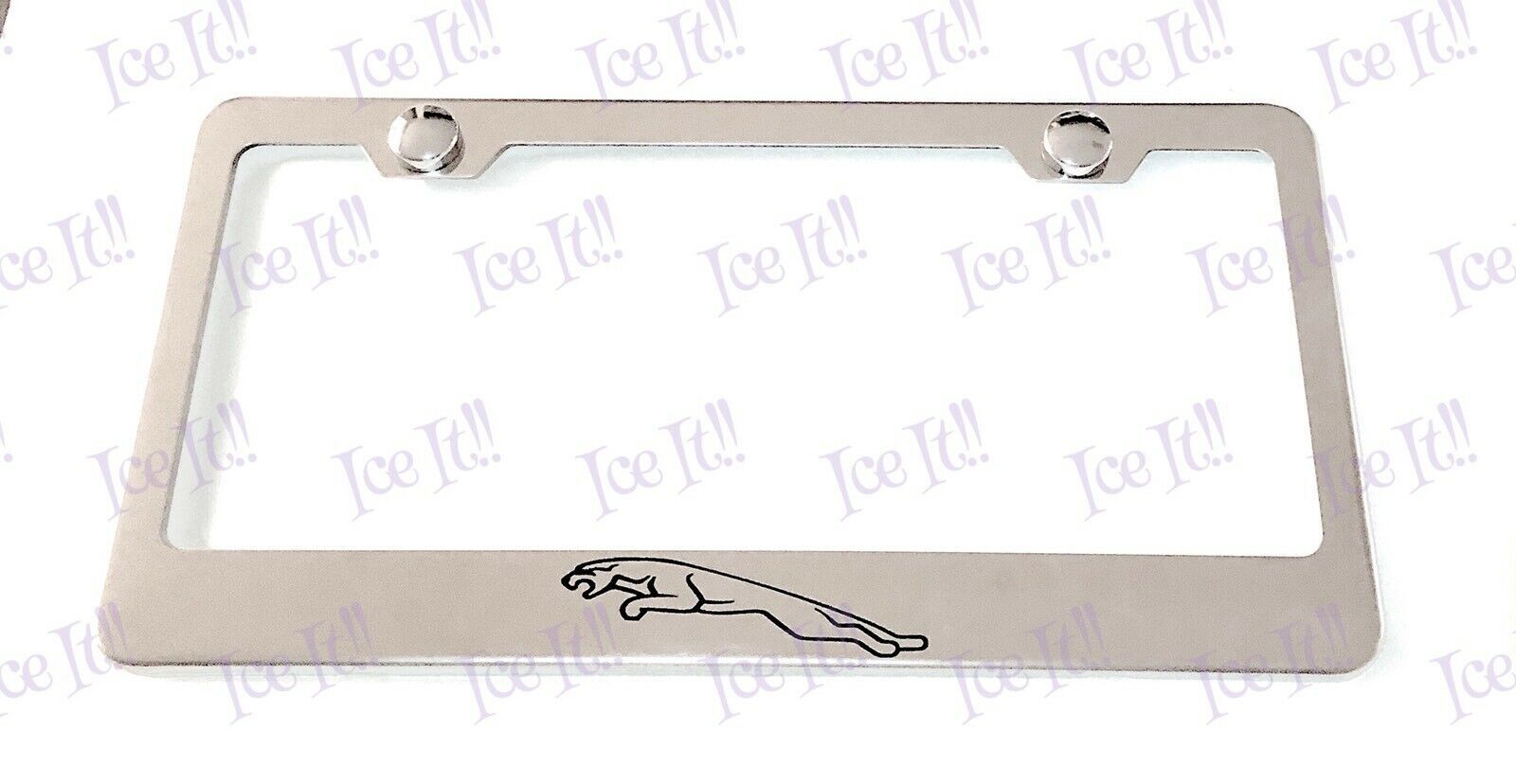 JAGUAR LOGO Stainless Steel License Plate Frame Rust Free W/ Bolt Caps