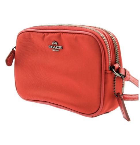 NWT Coach Nylon Double Zipper Cross-body Pouch Bag Red F87093 handbags ...
