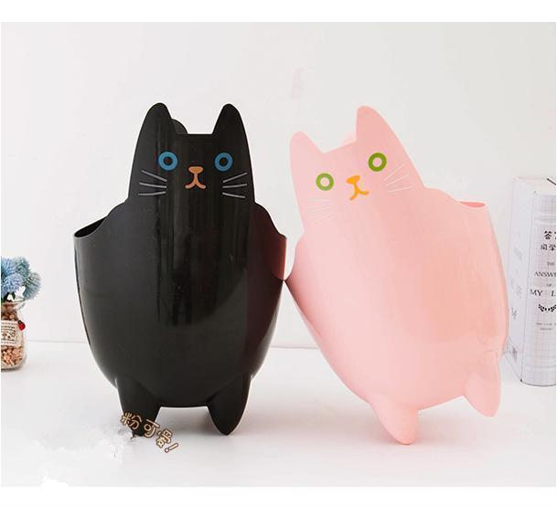 Trash Bin Cute Cat Mini Storage Garbage Can Home Office Kitchen Small