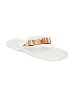 Ted Baker London Suszie Bow Flip Flop WHITE Sandals Thongs 7 Rose Gold W... - $69.29