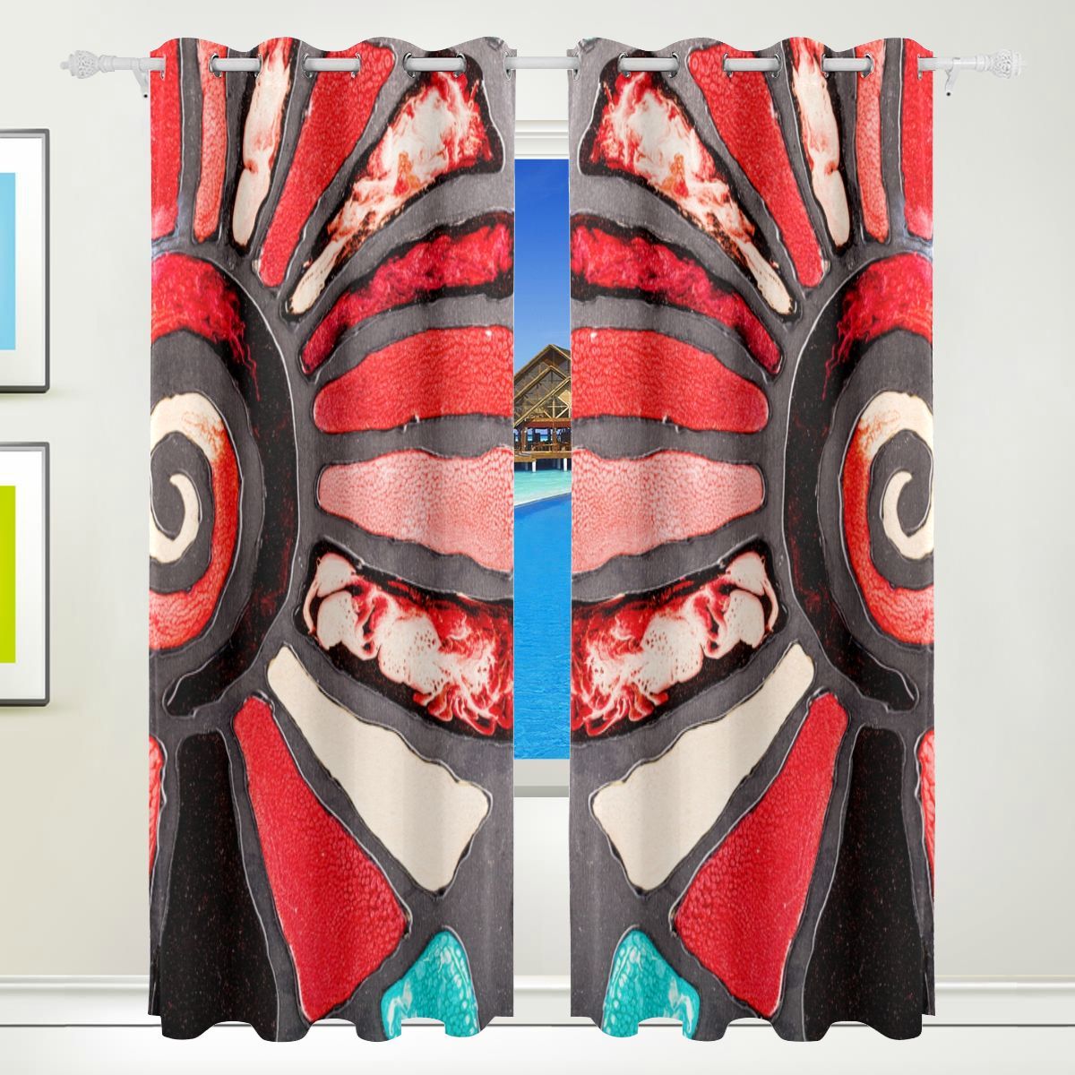 Cute Blackout Curtains Particlur Colorful Glass Floral Print Bedroom