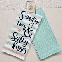 SET OF 2 DIFFERENT JUMBO KITCHEN TOWELS (16&quot; x 26&quot;) SANDY TOES &amp; SALTY K... - $14.84