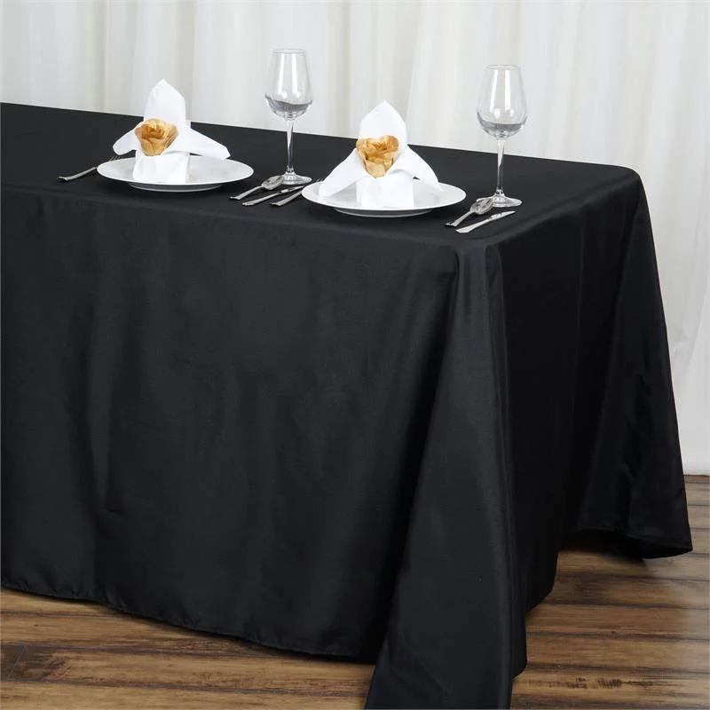 Black - 5PCS 90x132" Polyester Rectangle Tablecloths Wedding Party - $114.90