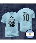 Argentina Messi Signature Champions 3 Stars FIFA World Cup 2022 Blue T-S... - $29.99+