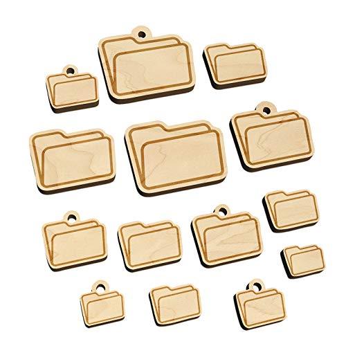 Open Empty Folder Icon Mini Wood Shape Charms Jewelry DIY Craft - Various Sizes