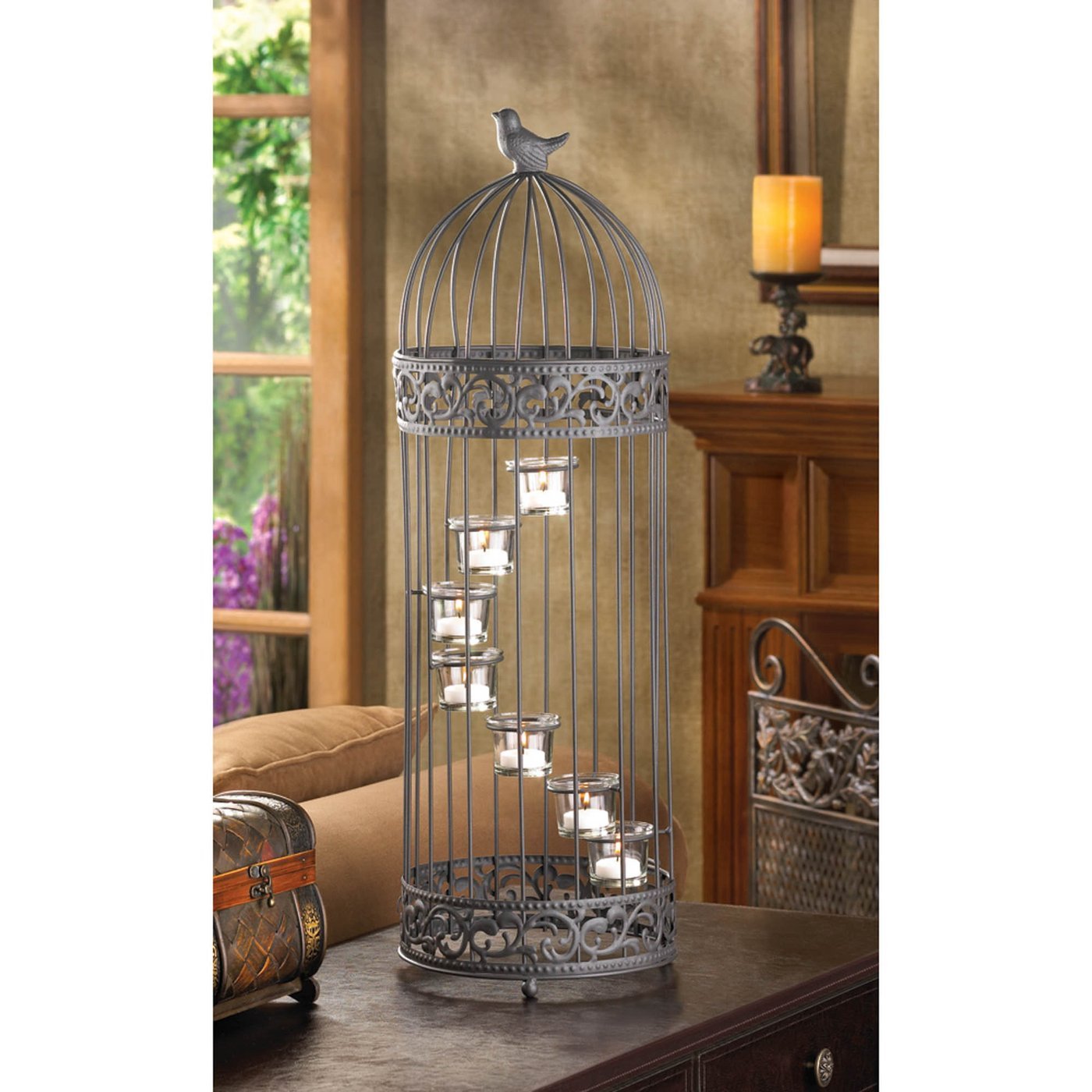 Primary image for Birdcage Staircase Iron and Glass Candle Stand