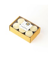 12 Natural White Unscented Beeswax Tea Light Candles, Cotton Wick, Alumi... - $17.00