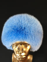 Arctic Fox Fur Hat Adjustable Light Blue Full Fur Hat All Fur Hat image 2