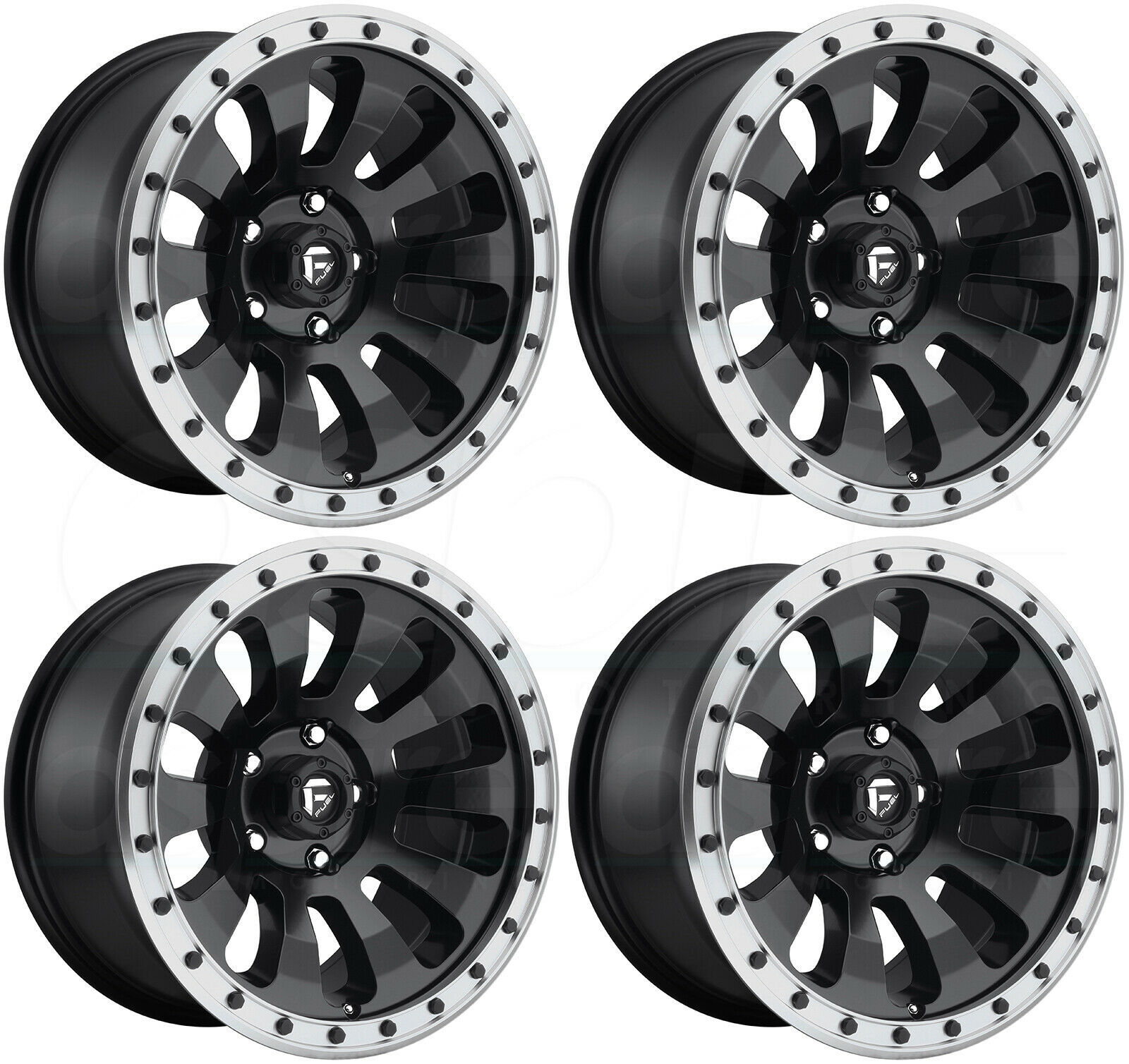 17x9 Fuel D629 Tactic 5x5/5x127 12 Matte Black Machined Ring Wheels