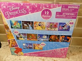 NEW DISNEY PIXAR PRINCESS MOVIES 12 Puzzle Pack Education Inc - $32.18