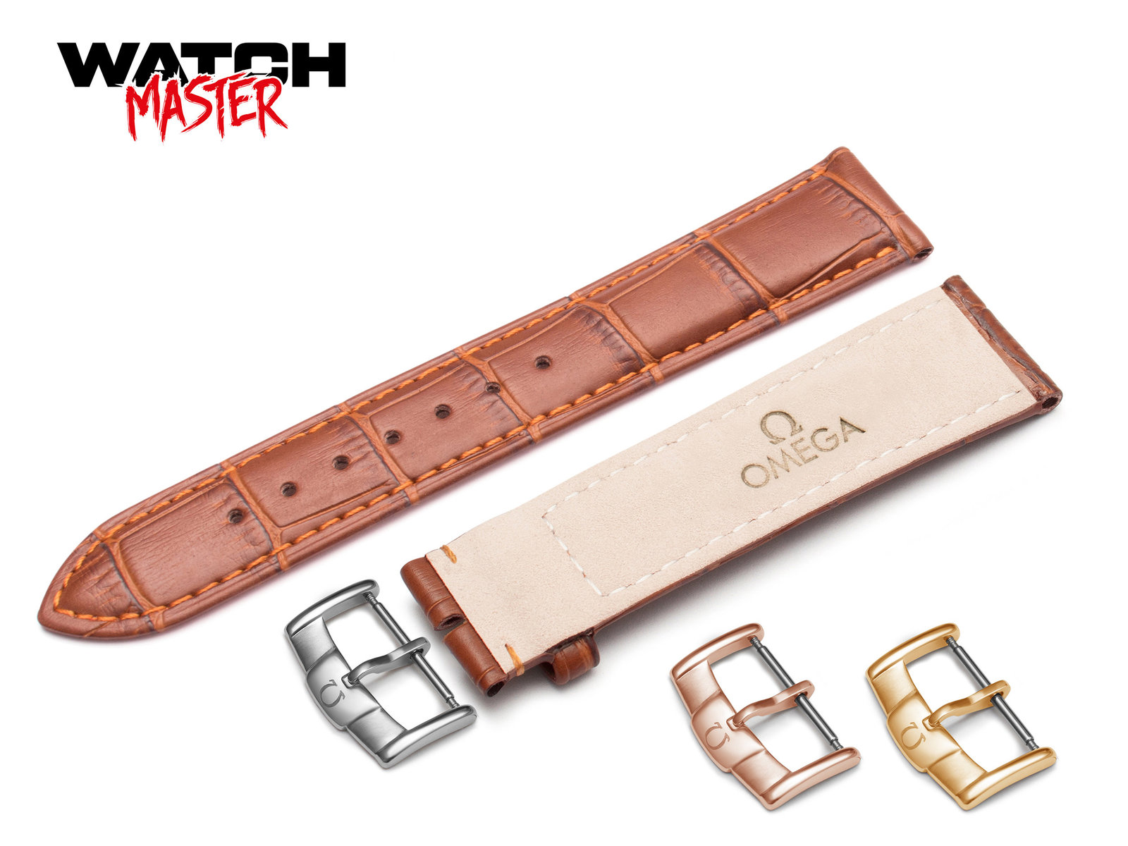 Primary image for for OMEGA WATCH Brown Croco LEATHER Watch Strap Band Buckle Clasp SeaMaster Spee