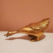 Mid-Century Brass Geese, set of 2, Hissing Goose Figurine, Solid Brass bird duck image 4