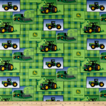 BTY SCP JOHN DEERE Tractor Patch Green Print 100% Cotton Quilt Fabric by Yard - $10.29
