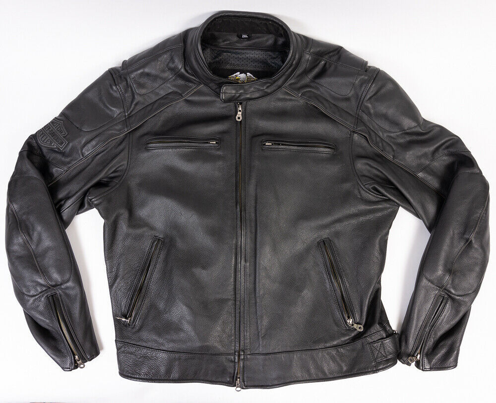 Harley Davidson Willie G Skull Reflective Leather Jacket Mens 2XL Black ...