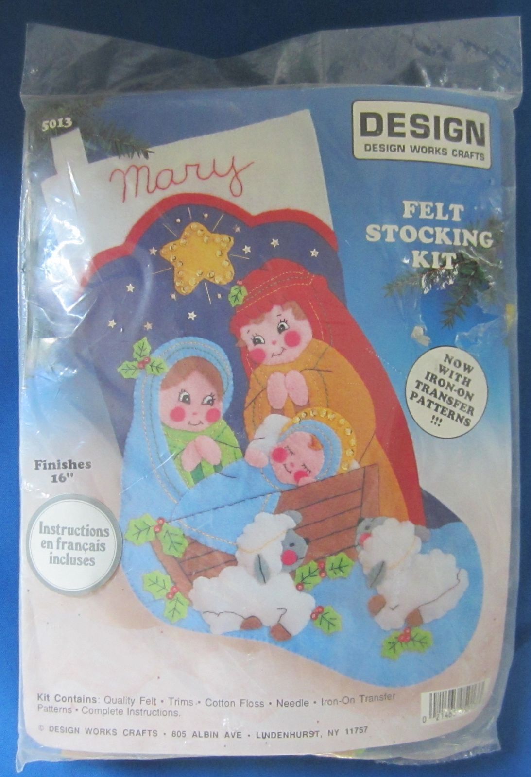Design Works Christmas Nativity Manger 16" Felt Stocking IronOn