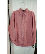 Vintage Men&#39;s Tommy Hilfiger Casual Dress Shirt Red Houndstooth Size L - $19.80