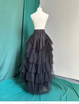 Women BLACK High Low Tulle Maxi Skirt Holiday Outfit Hi-lo Layered Tulle Skirts  image 4