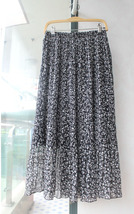 Black Pleated Chiffon Skirt Outfit Women Summer Chiffon Midi Skirt Plus Size image 1