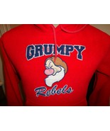 Vtg Disney Grumpy Rebels Red Fleece Embroidered Hoodie Hooded Sweatshirt... - $29.69