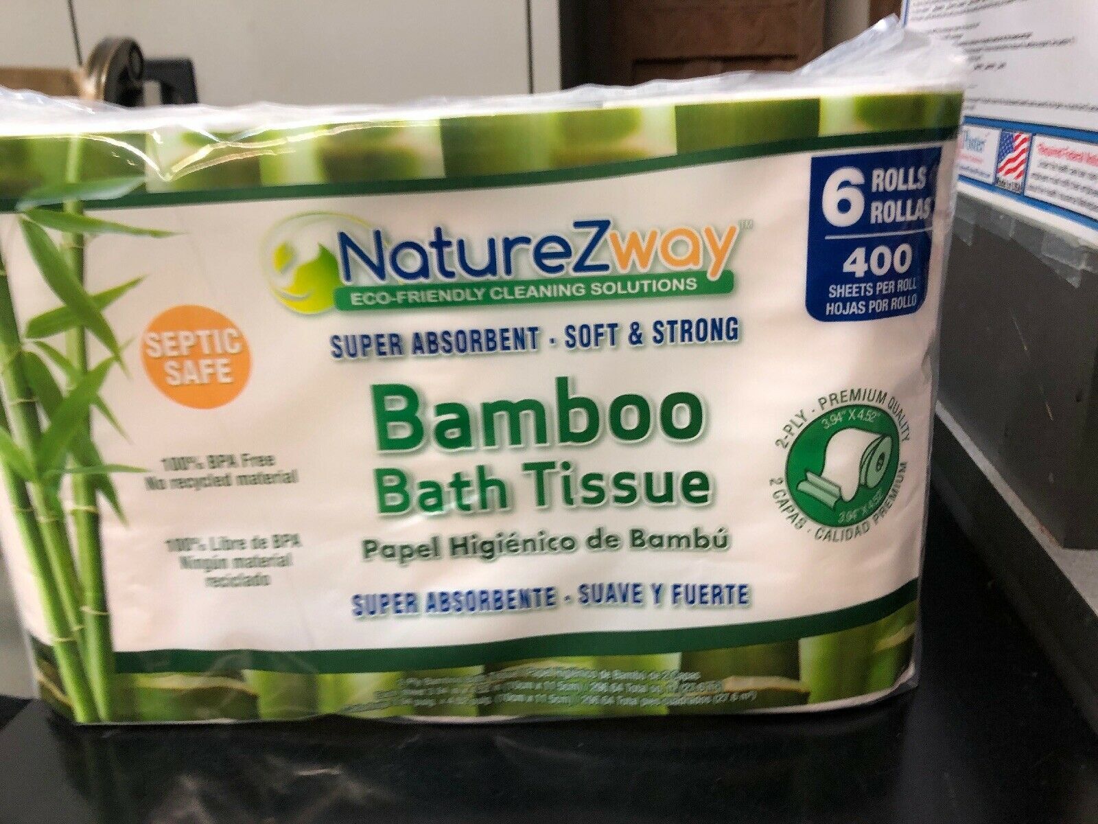 NatureZway Bamboo Bath Tissue 6 Rolls Toilet Paper