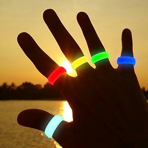 5 Pack 9 mm Soft Safe Sport Rubber Silicone Wedding Band Ring Glowing in Dark