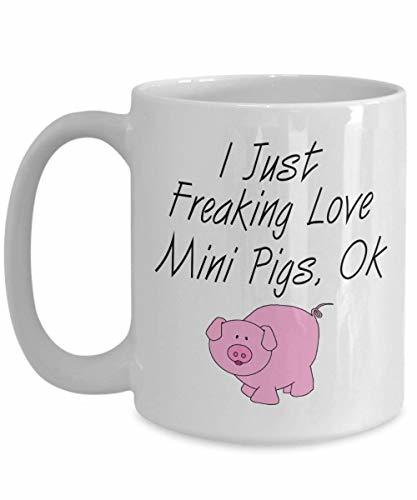 PixiDoodle I Love Mini Pigs - Cute Pig Lover Coffee Mug (15 oz, White)