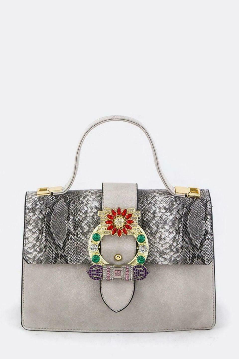 Undisclosed - Women python white leather hand bag