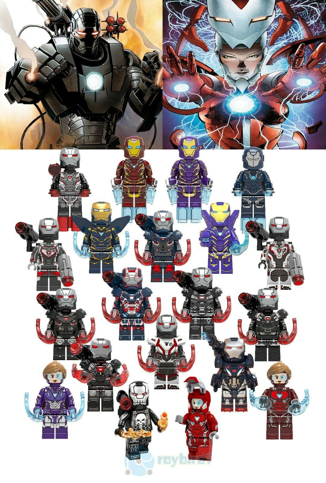 20Pcs/set Iron Man Helper War Machine Iron Patriot Pepper Rescue ...