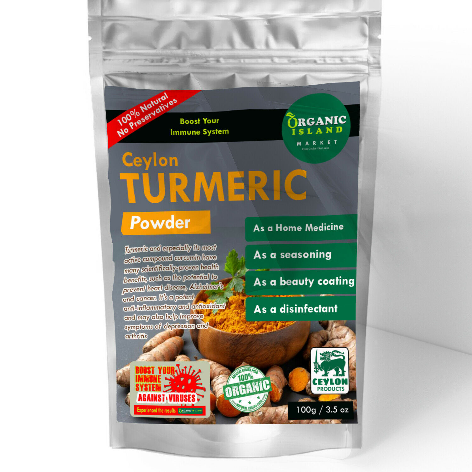 A Grade Ceylon TURMERIC Powder Sri Lankan Spice Herbs Boost Immune