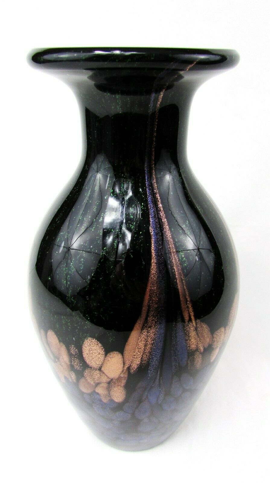 Dale Tiffany Art Glass Vase FAVRILE Collection Gold, Green, Purple 9