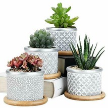 Succulent Planter Pots,Cactus Plant Pot Indoor Small Concrete Herb Windo... - £29.82 GBP