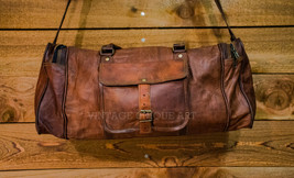 25&quot;New Large Vintage Men Real Leather Tote Luggage S Travel Bag Duffle G... - $61.59