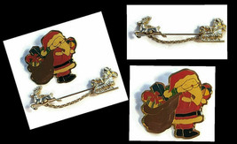 2 Holiday Christmas Santa Enameled Metal Fashion Brooch Pins Collectible Avon - $24.99
